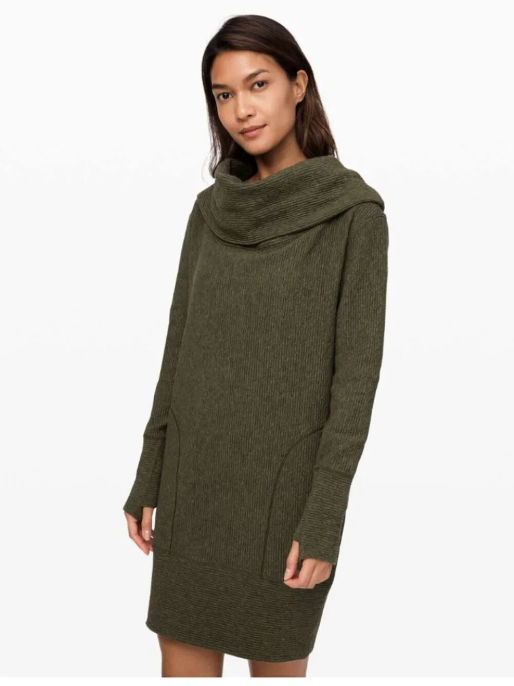 Lululemon Along the Way Dress Heathered Dark Olive